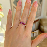 Antique, Edwardian three-stone pink garnet ring