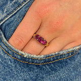 Antique, Edwardian three-stone pink garnet ring