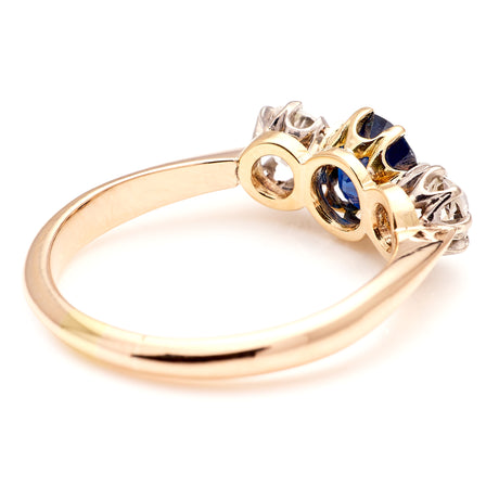 Antique, Edwardian sapphire & diamond three-stone ring