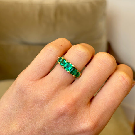 Antique, Victorian five-stone emerald ring