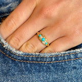 Antique, Edwardian turquoise & diamond five-stone ring