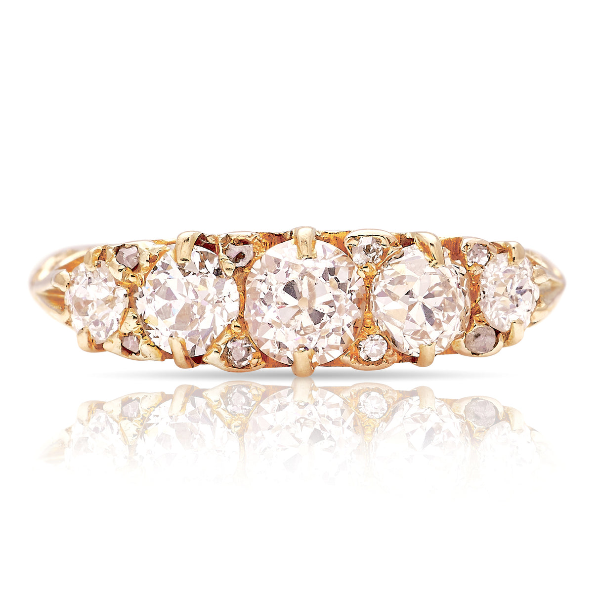 Antique, Edwardian half-hoop diamond ring front