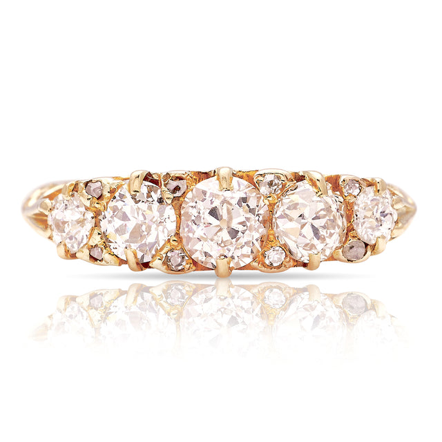 Antique, Edwardian half-hoop diamond ring front