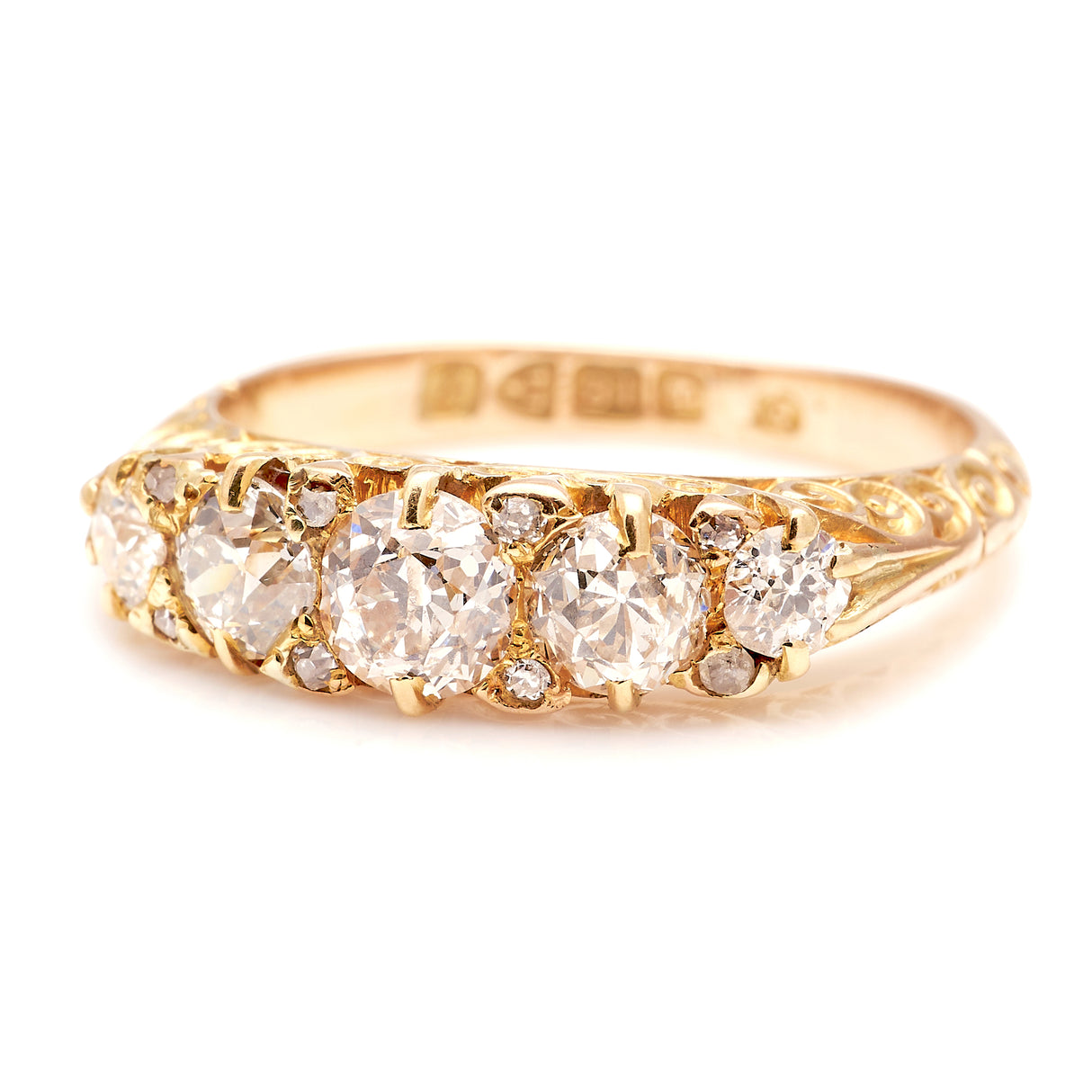 Antique, Edwardian half-hoop diamond ring