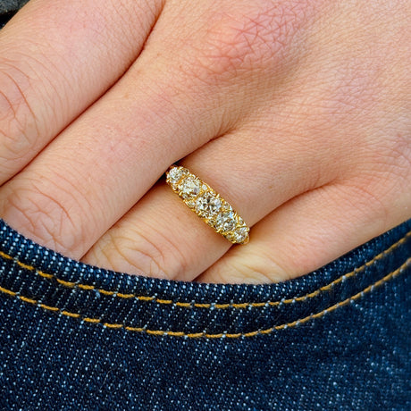 Antique, Edwardian half-hoop diamond ring