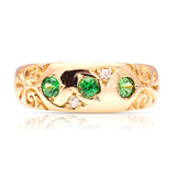 Antique, Victorian three-stone tsavorite gypsy ring