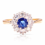 Vintage, Art Deco sapphire & diamond cluster ring