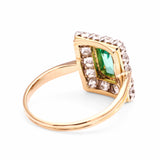 Antique, Edwardian emerald & diamond panel cluster ring