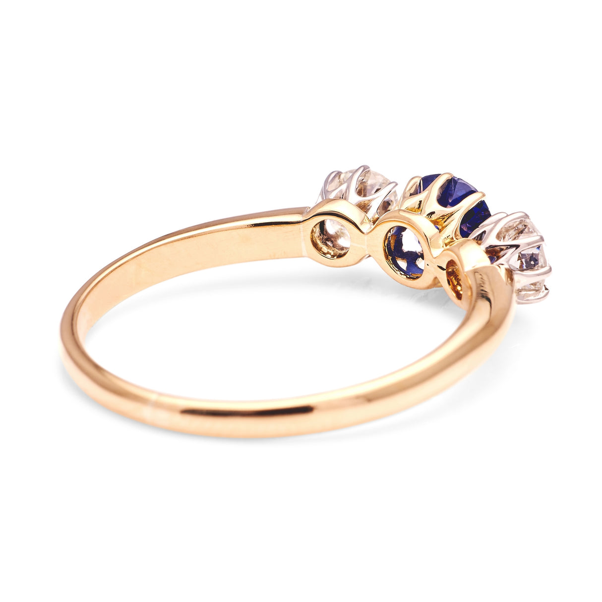 Vintage, Art Deco three-stone sapphire & diamond ring