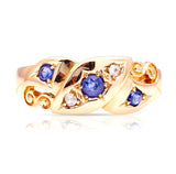 Antique, Edwardian sapphire & diamond gypsy ring