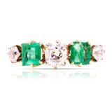 Antique, Edwardian emerald & diamond five-stone ring