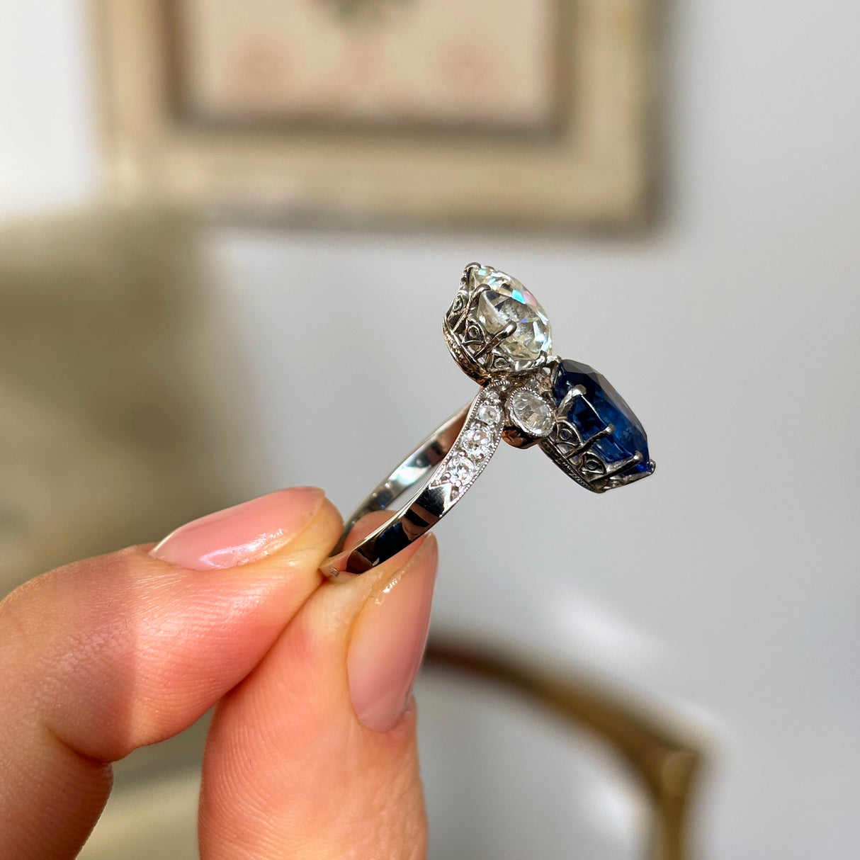 Antique, Belle Époque sapphire & diamond ring