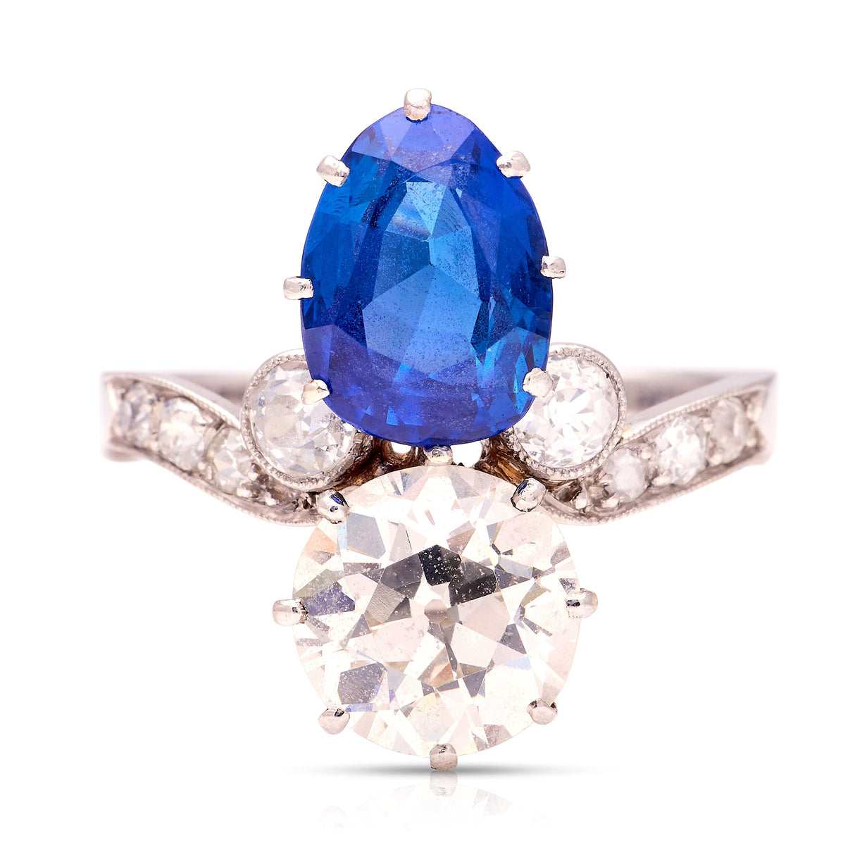 Antique, Belle Époque sapphire & diamond ring front