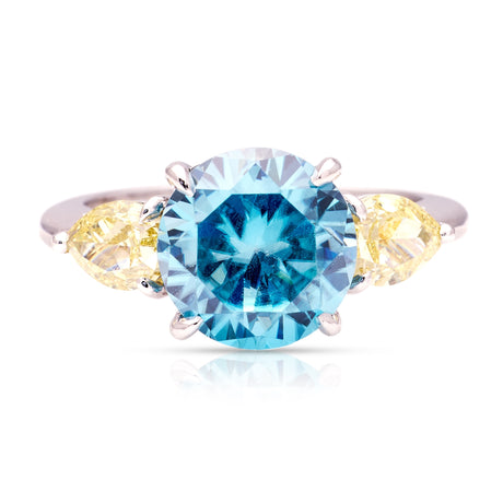 Contemporary, zircon & yellow diamond three-stone ring