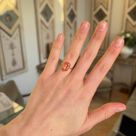 Antique, Edwardian imperial topaz single-stone ring