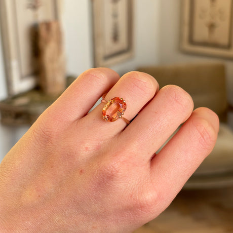 Antique, Edwardian imperial topaz single-stone ring