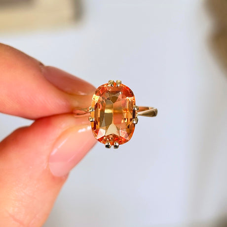 Antique, Edwardian imperial topaz single-stone ring