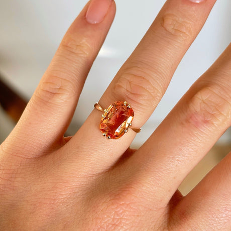 Antique, Edwardian imperial topaz single-stone ring