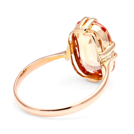 Antique, Edwardian imperial topaz single-stone ring