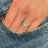 Antique, Edwardian tinted yellow diamond daisy cluster ring