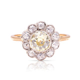 Antique, Edwardian yellow diamond daisy cluster ring