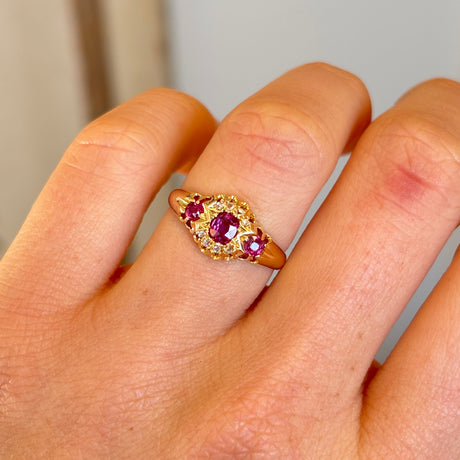 Antique, Edwardian ruby & diamond cluster ring