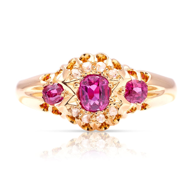 Antique, Edwardian ruby & diamond cluster ring