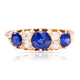 Antique, Victorian sapphire & diamond three-stone ring