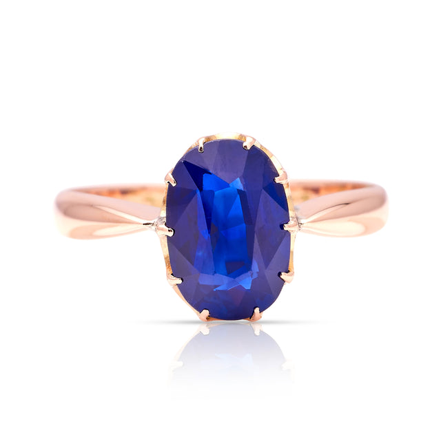 Antique, Edwardian sapphire solitaire ring