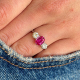 Antique, Edwardian pink sapphire & diamond three-stone ring