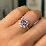 Antique, Edwardian pink sapphire & diamond cluster ring