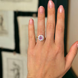 Antique, Edwardian pink sapphire & diamond cluster ring