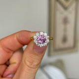 Antique, Edwardian pink sapphire & diamond cluster ring