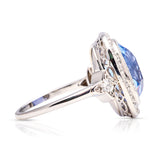 Antique, Belle Époque 8ct cushion-cut sapphire and diamond cluster ring