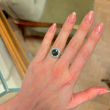 Antique, Edwardian green sapphire & diamond cluster ring