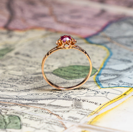 French circa 1900 ruby ring , 18ct yellow gold