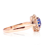 Antique, French sapphire & diamond cluster ring, 14ct yellow gold & silver side