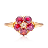 Antique, Victorian garnet cluster ring, 18ct yellow gold front