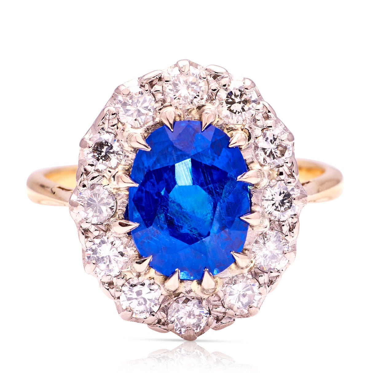 Vintage, 1940s, sapphire & diamond cluster ring