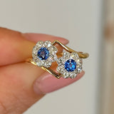 Antique, Edwardian sapphire & diamond double cluster. 