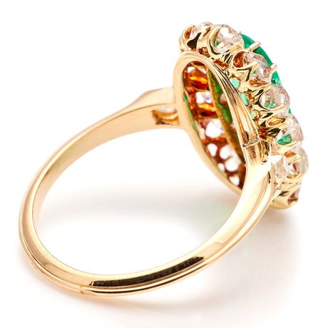 Antique, Edwardian emerald & diamond cluster ring