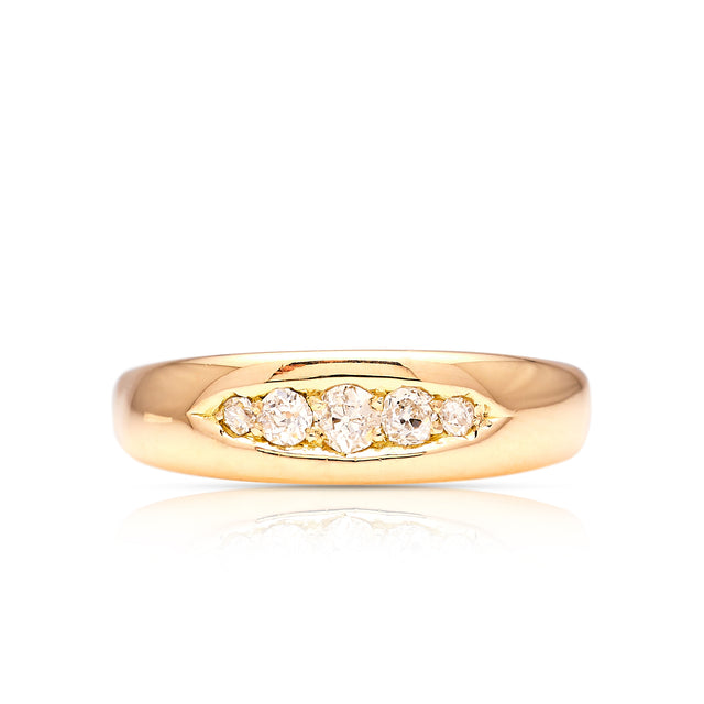 Antique, Edwardian five-stone diamond ring front