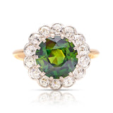 Antique, Edwardian green sapphire & diamond cluster ring