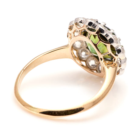 Antique, Edwardian green sapphire & diamond cluster ring