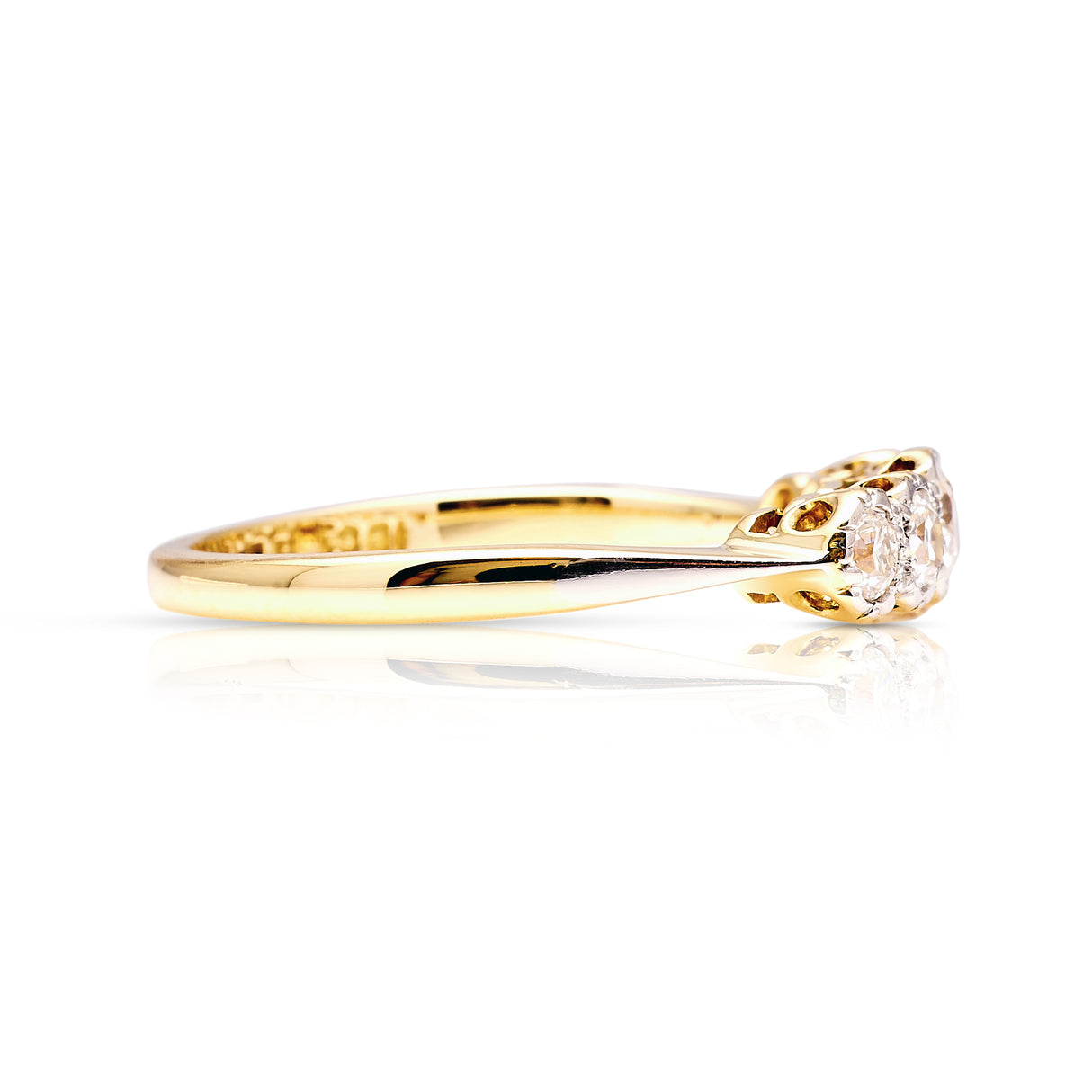 Antique, Edwardian half-hoop diamond ring, 18ct yellow gold and platinum side