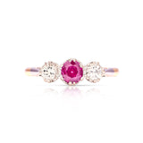 Antique, Edwardian ruby & diamond three-stone ring front