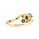 Antique, Edwardian turquoise and diamond ring back view