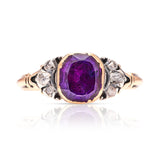 Antique, Georgian amethyst & diamond ring front view