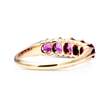 Antique, Edwardian five-stone ruby ring