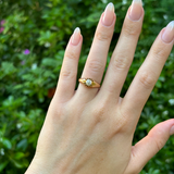 Antique, Victorian diamond solitaire engagement ring, 18ct yellow gold worn on hand